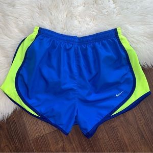 NIKE Dri-Fit Women’s Small Royal Blue & Neon Breathable Lined Athletic Shorts